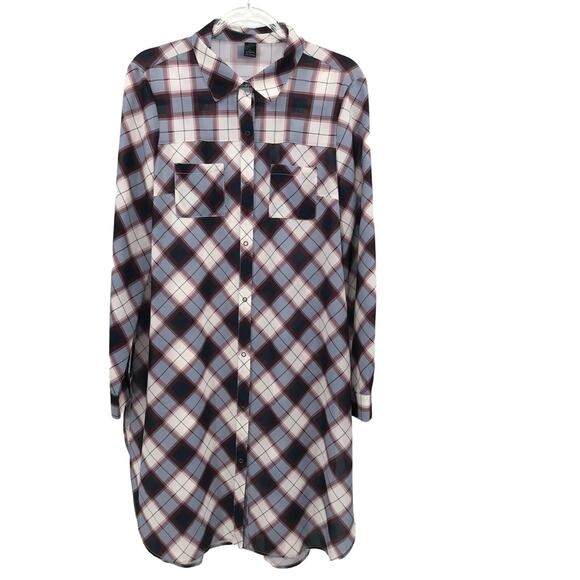 Prana Nautical Plaid Snap Front Flit Maxi Shirt Womens L - Picture 3 of 11